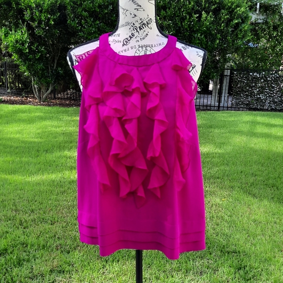 ECI | Tops | Eci New York Pink Ruffle Front Top | Poshmark